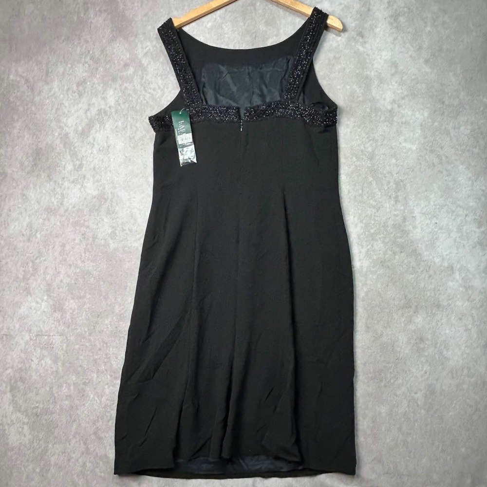 Lauren Ralph Lauren Sleeveless Cocktail Dress Black Beaded Neckline Dress 10 NWT - Picture 4 of 7